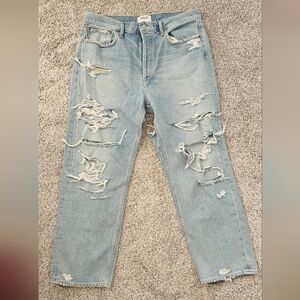 Agolde Distressed Light Blue Jeans